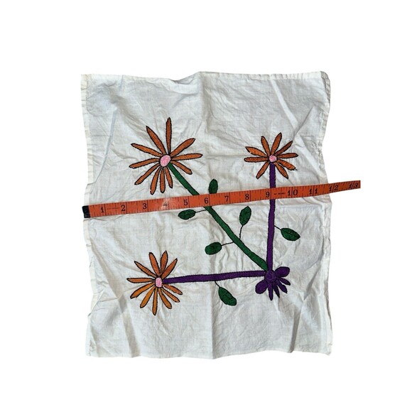 Vintage Handkerchief Hanky Cloth Embroidered Floral Linen Ukrainian Folk Art x3 - Picture 8 of 9